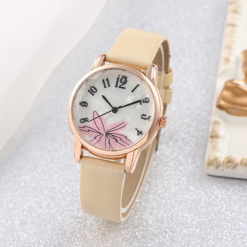 Digital Petal Alloy Leather Watch Charms Gift Bursdagsgaver Til Kvinner Kone Jenter Henne