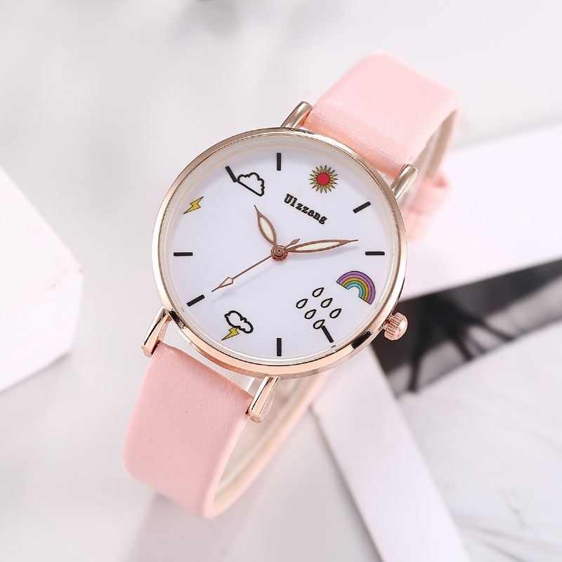 Mote Creative Cartoon Children's Quartz Watch Sett Rainbow Clouds Stars Cute