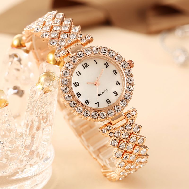 Rhinestone Quartz Watch Sink Alloy Strap Charms Gave Bursdagsgaver Til Kvinner Kone Jenter Henne