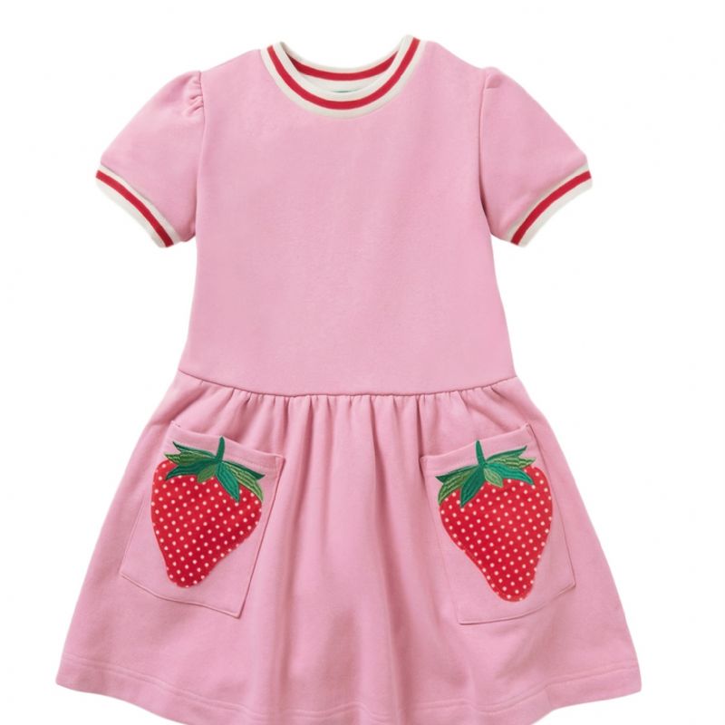 Jenter Strawberry Patch Pocket Rosa Kortermet Skjørt