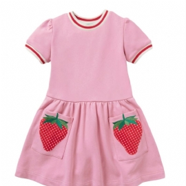 Jenter Strawberry Patch Pocket Rosa Kortermet Skjørt