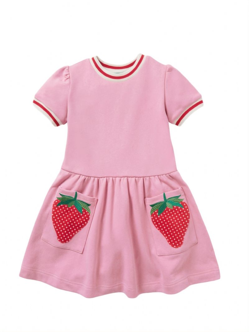 Jenter Strawberry Patch Pocket Rosa Kortermet Skjørt