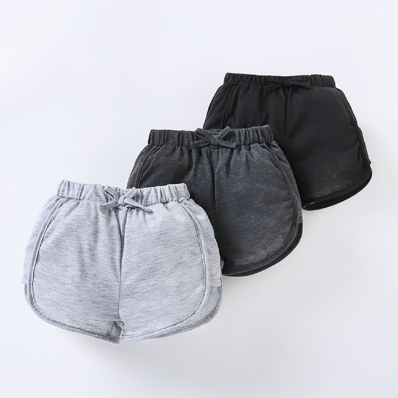 3 Stk Jenter Lett Casual Elastisk Midje Shorts Barneklær Til Sommeren