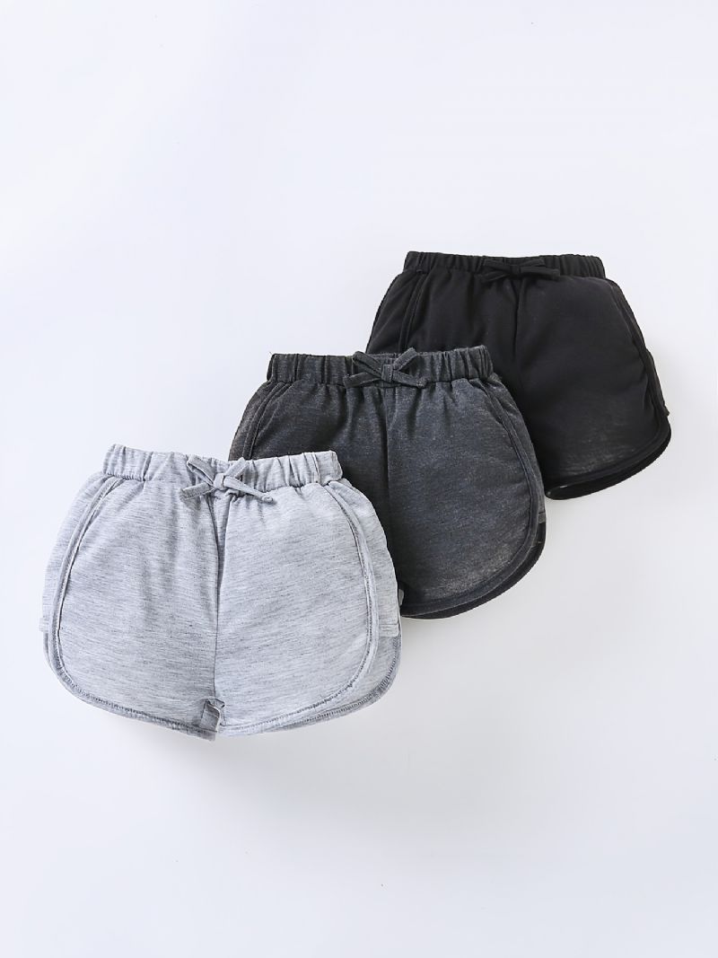 3 Stk Jenter Lett Casual Elastisk Midje Shorts Barneklær Til Sommeren