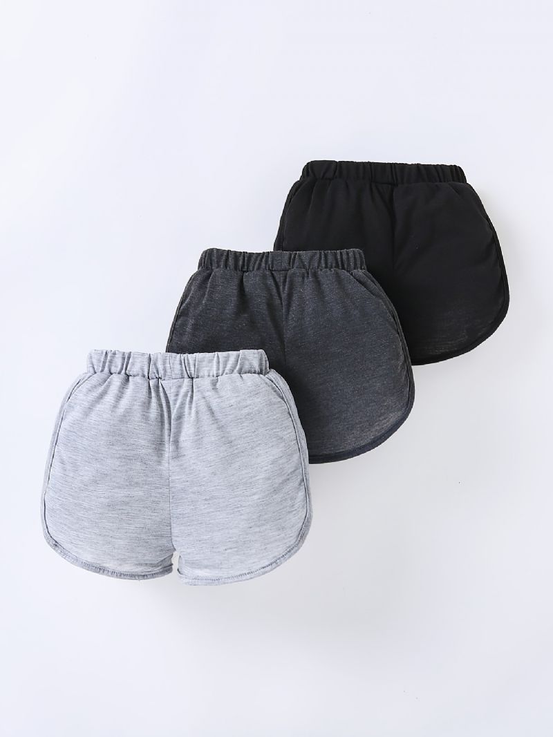 3 Stk Jenter Lett Casual Elastisk Midje Shorts Barneklær Til Sommeren