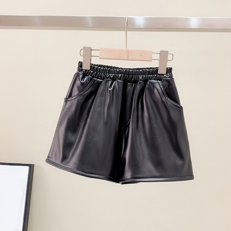 Skinnbukser For Jenter The New Autumn Winter Black Leather Shorts