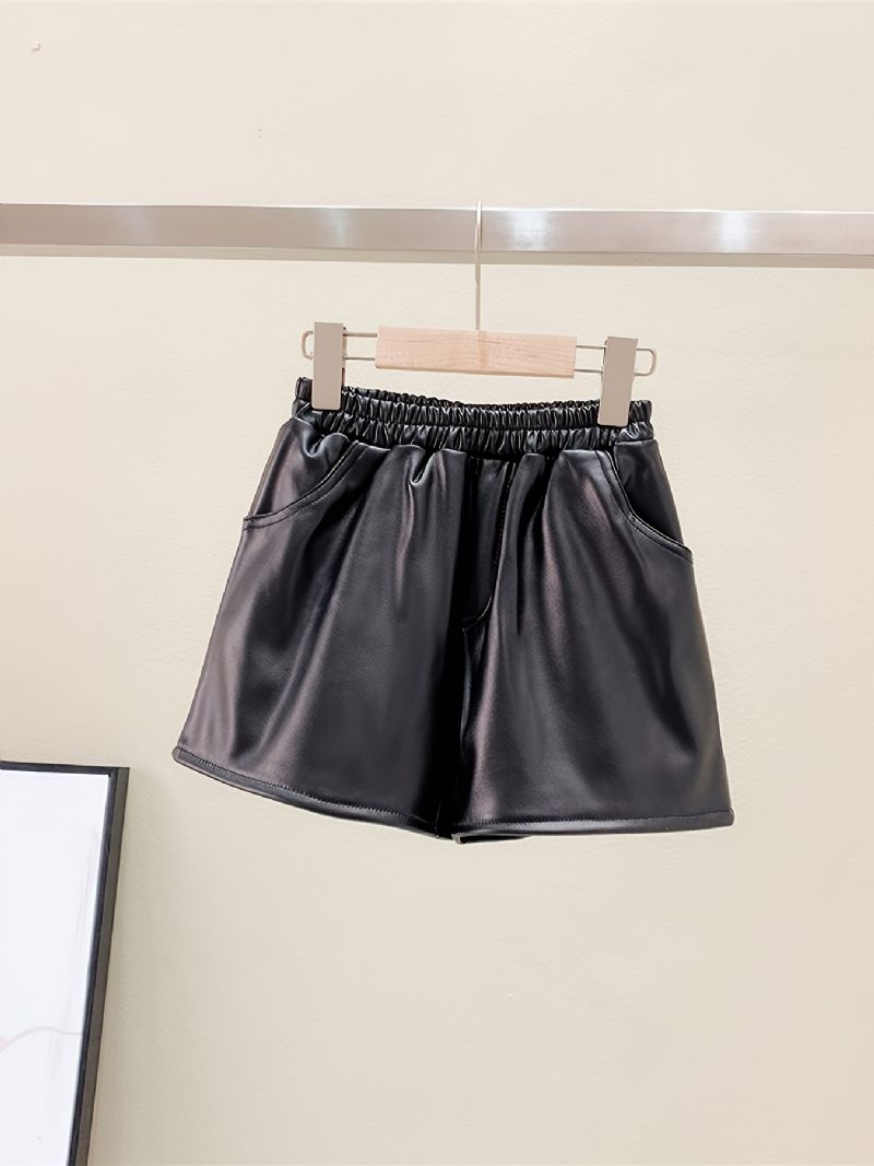 Skinnbukser For Jenter The New Autumn Winter Black Leather Shorts