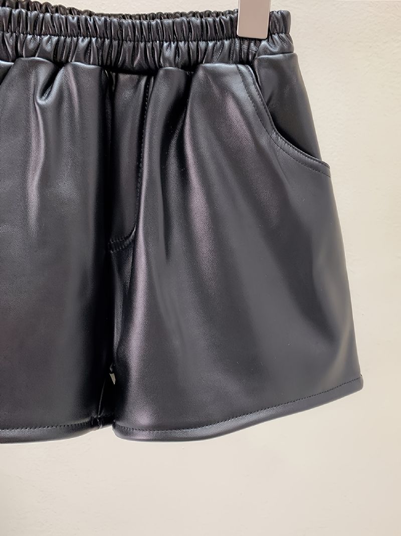 Skinnbukser For Jenter The New Autumn Winter Black Leather Shorts