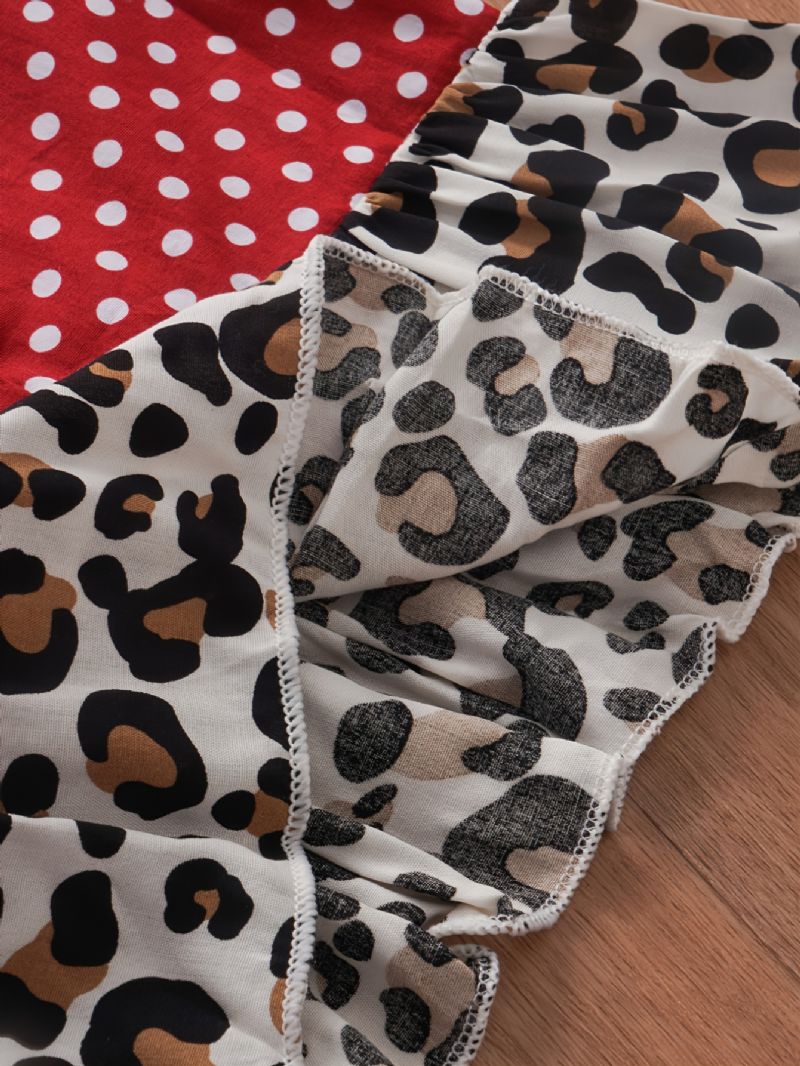 Småbarn Baby Jenter Dot Leopard Trykt Ermeløs Topp Og Shorts