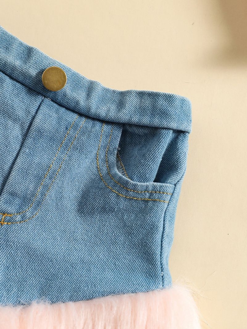 Søte Pelsede Denimshorts For Jenter