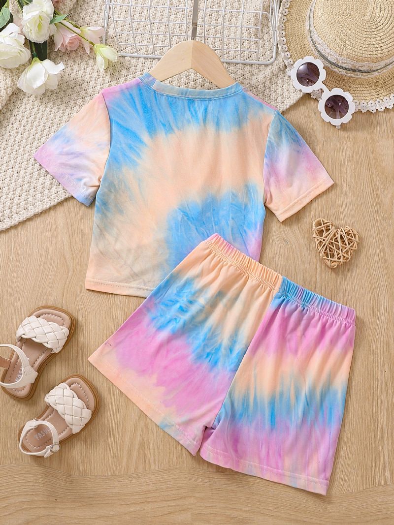 Toddler Baby Jenter Tie Dye Trykt Topp + Shorts