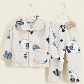 2stk Gutter Tykk Bamse Flanell Pyjamas