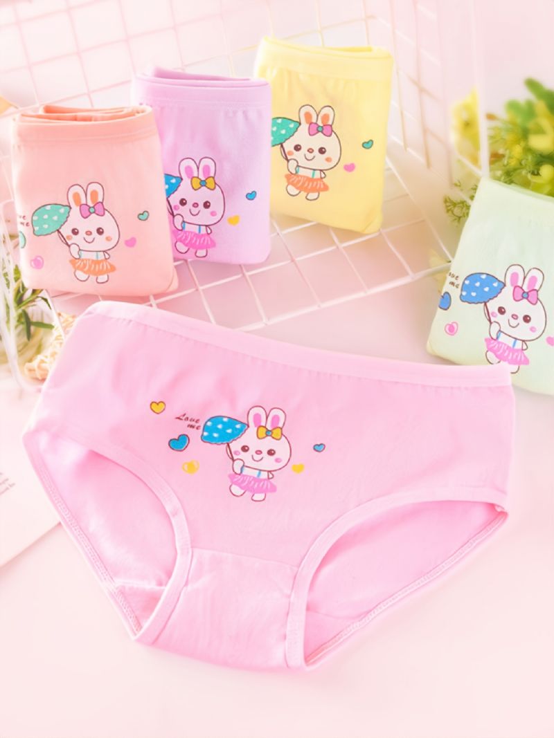 5 Stk Jenter Cute Print Briefs Undertøy