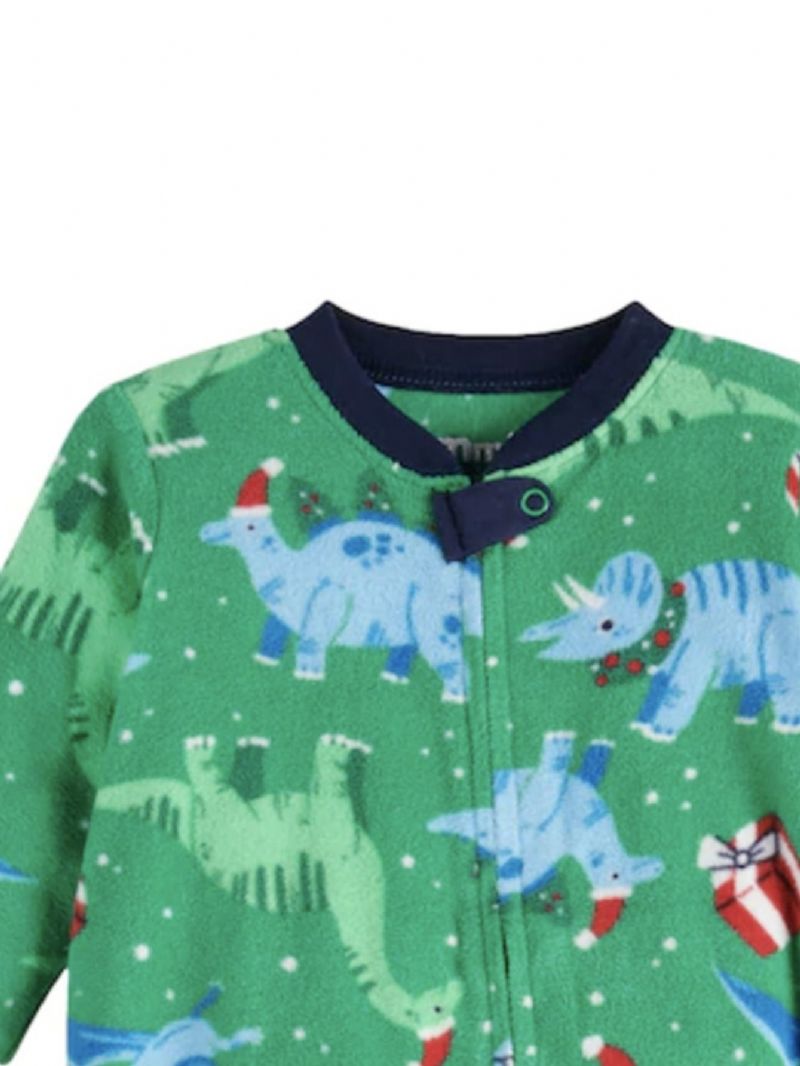 Baby Jenter Crew Neck Søt Tegneserie Dinosaur Pyjamas Set Christmas Set