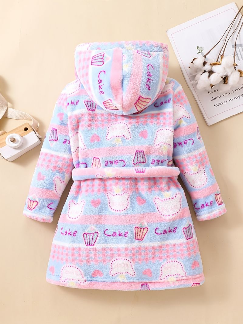 Baby Jenter Flanell Robe Varme Hette Belted Loungewear For Winter New