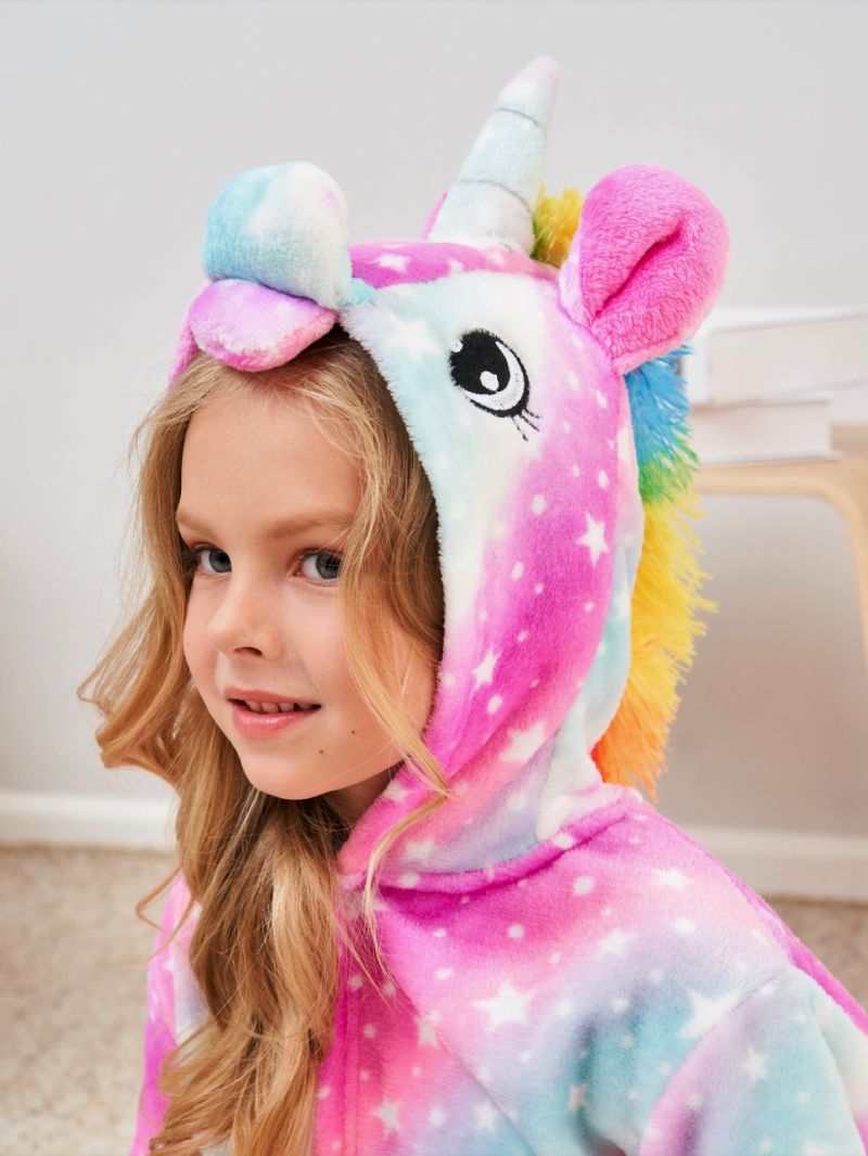 Baby Jenter Unicorn Hette Flanell Myk Sovekåpe Med Belte