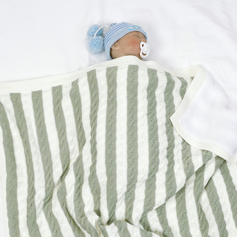Babystrikket Pledd Til Nyfødt Gutt Jentevogn Sovepose Brukt Om Høsten Vinter Varmt Strikket Babyteppe
