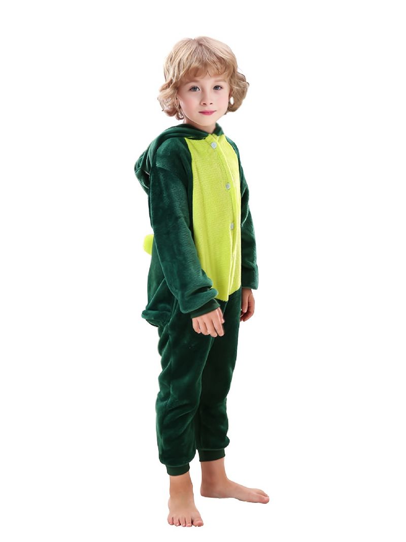 Barn Gutter Hettepysjamas Søt Dyr Myk Varm Flanell Jumpsuit Cosplay-antrekk