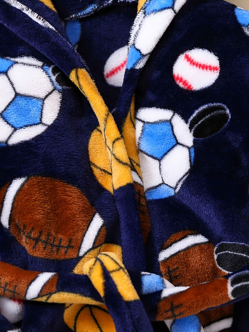 Barn Gutter Jenter Casual Fotball Baseball Print Fleece Lang Badekåpe Til Vinter