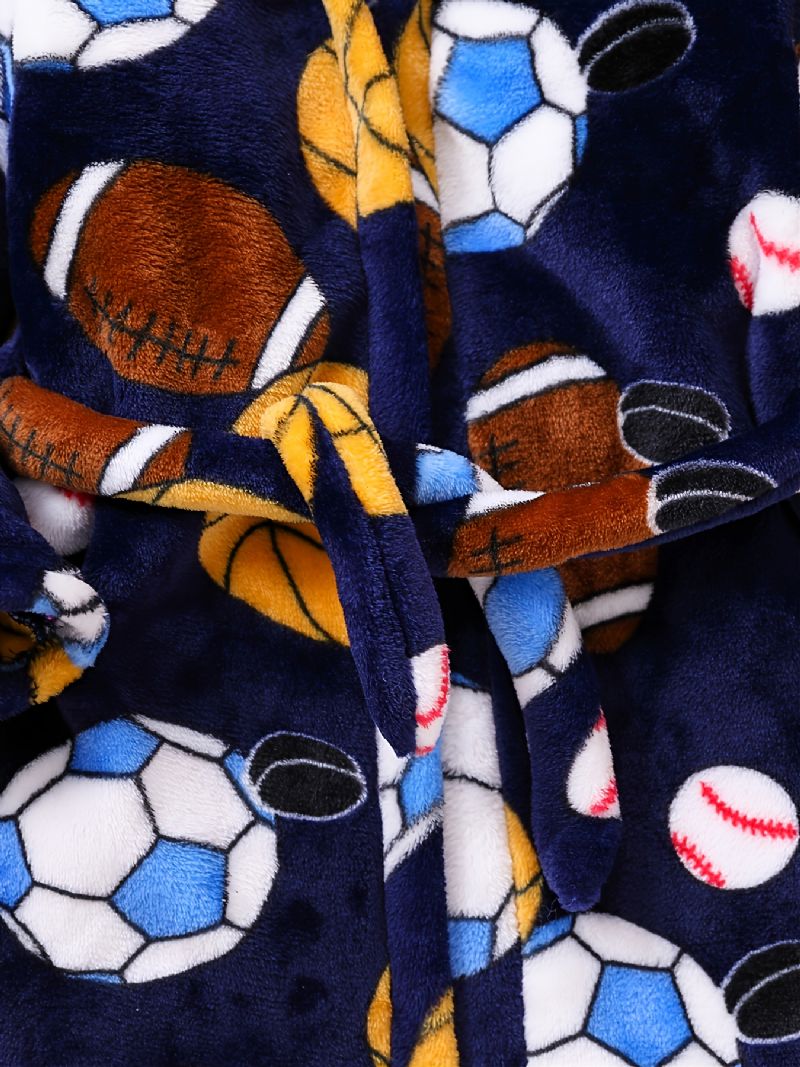 Barn Gutter Jenter Casual Fotball Baseball Print Fleece Lang Badekåpe Til Vinter