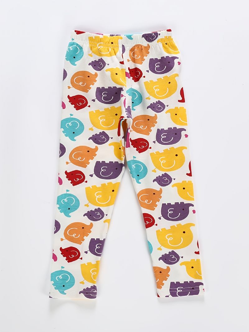 Barn Gutter Pyjamas Animal Tegneserie Print Rundhals Langermet Buksesett