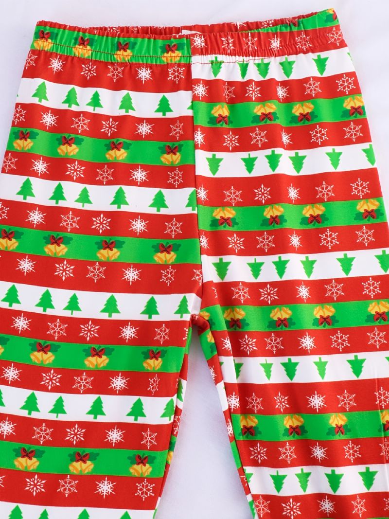 Barn Jenter Christmas Pyjamas Julenissen Gave Print Rundhals Langermet Bukser Set