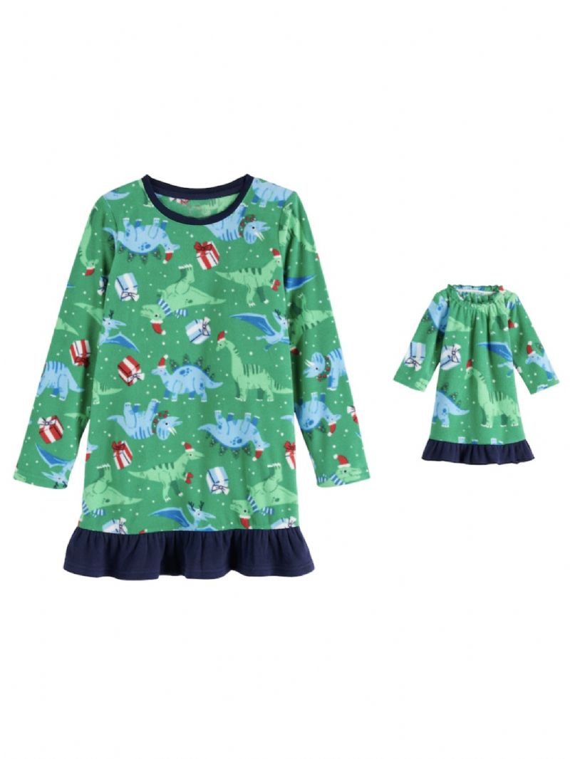 Crew Neck Pysjamassett Med Fawn Print For Baby Gutter Jenter Christmas