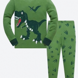 Gutter 2 Stk Pyjamas Tegneserie Dinosaur Jurassic Park Langermet Bomullsdrakt