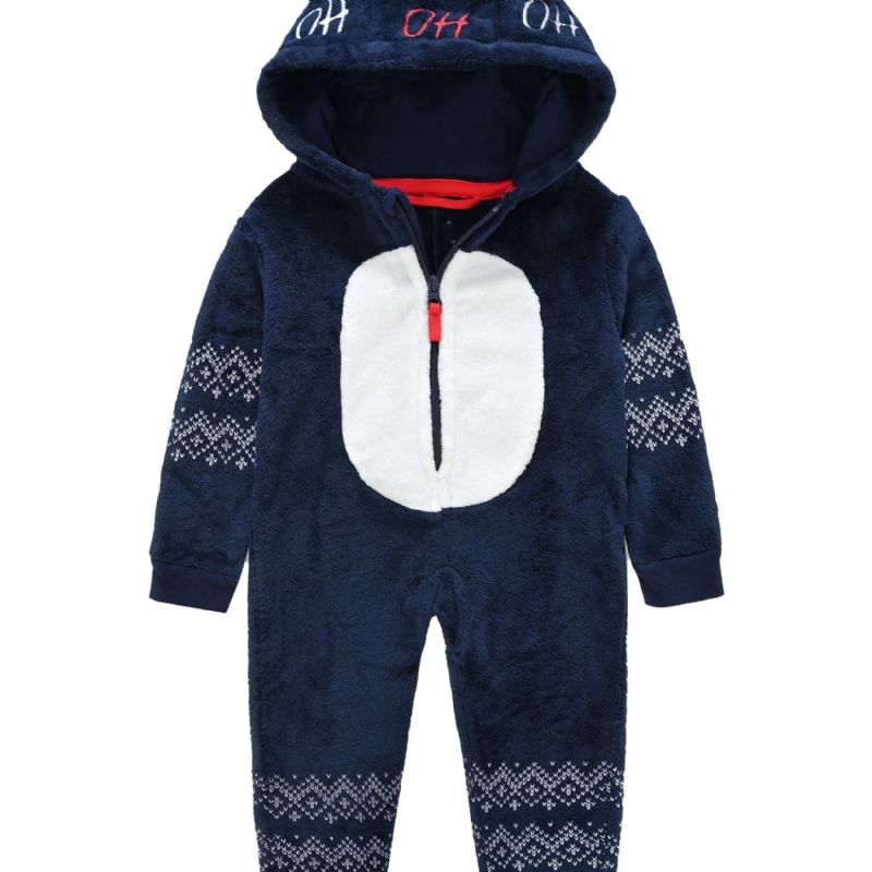 Gutter Fleece Pyjamas I Ett Stykke Barneklær Til Juleferie