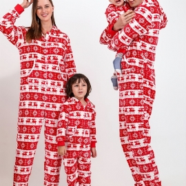 Høst Vinter Nye Jenter Gutter Flanell Hjort Printed Christmas One-piece Pyjamas