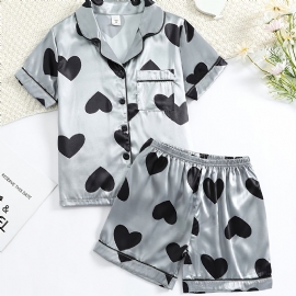 Jente Kortermet Pyjamassett Satin Pj Set