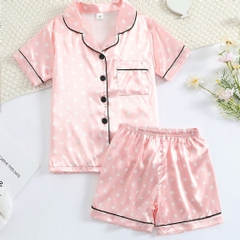 Jente Kortermet Pyjamassett Satin Pj Set