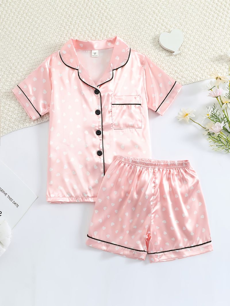 Jente Kortermet Pyjamassett Satin Pj Set