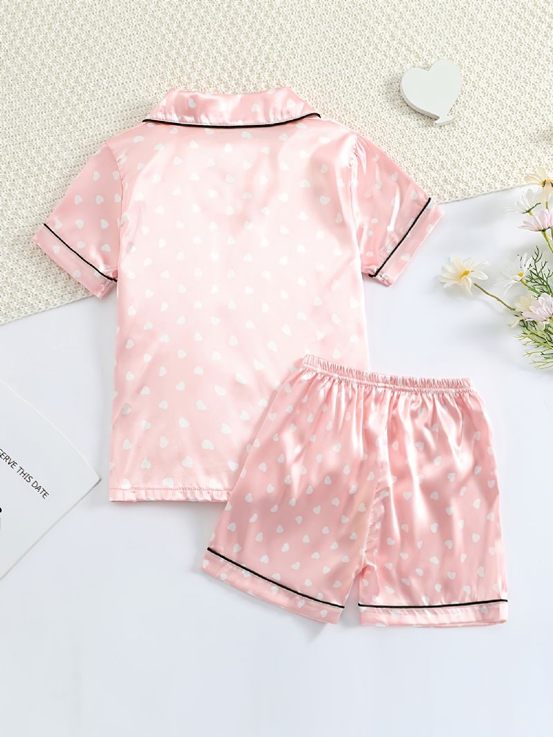 Jente Kortermet Pyjamassett Satin Pj Set