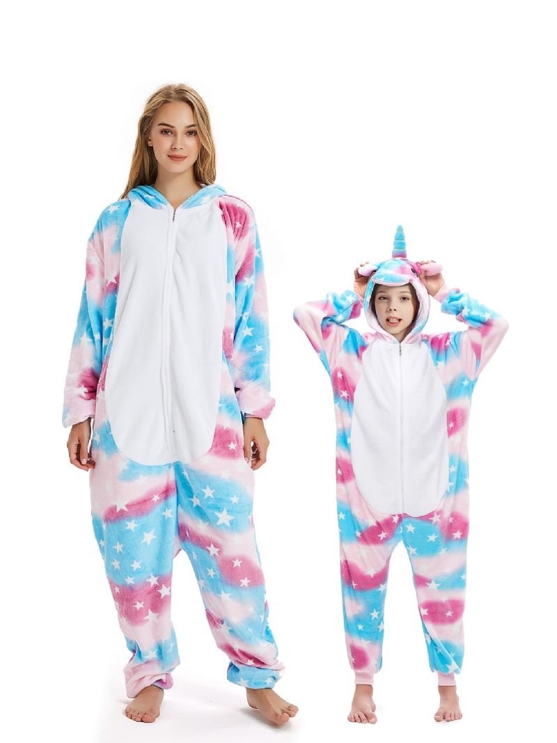 Jente Unicorn Shaped Flanell Pyjamas Termisk For Winter