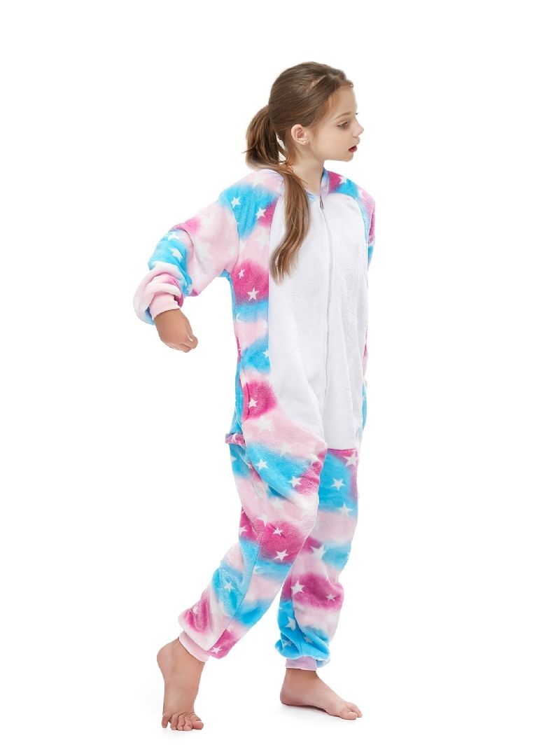 Jente Unicorn Shaped Flanell Pyjamas Termisk For Winter