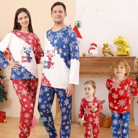 Jenter Christmas Snowflake Print Rundhals Langermet Topp & Buksesett Pyjamas