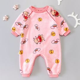 Jenter Flanell Bear Cartoon Romper Jumpsuit Søte Babyklær