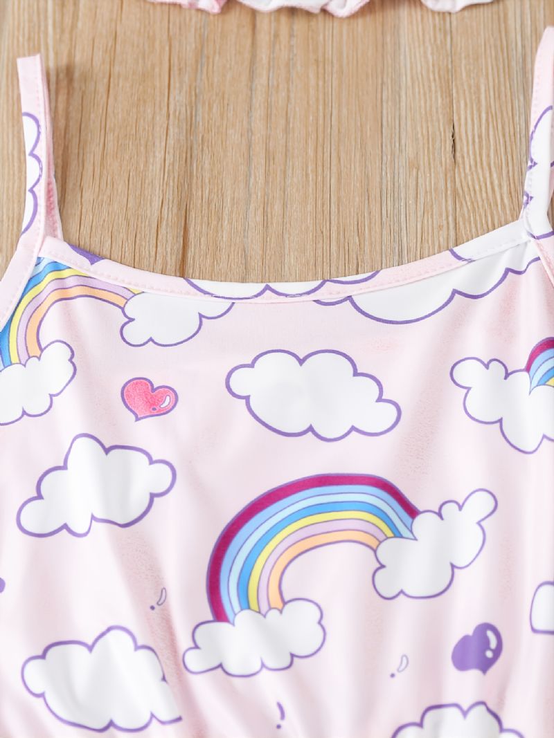 Jenter Rainbow Cloud Printed Vest & Eye Mask & Natttøy Bukser Shorts Pyjamassett