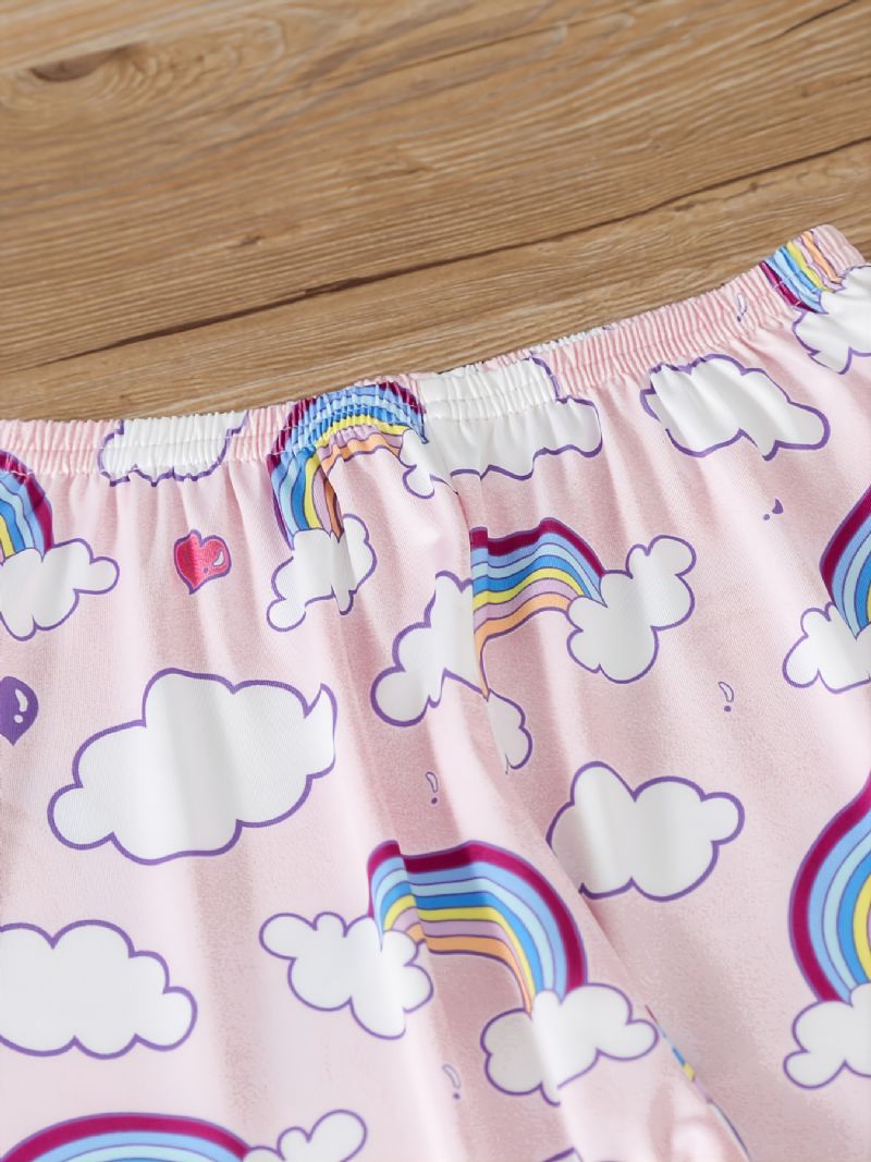 Jenter Rainbow Cloud Printed Vest & Eye Mask & Natttøy Bukser Shorts Pyjamassett