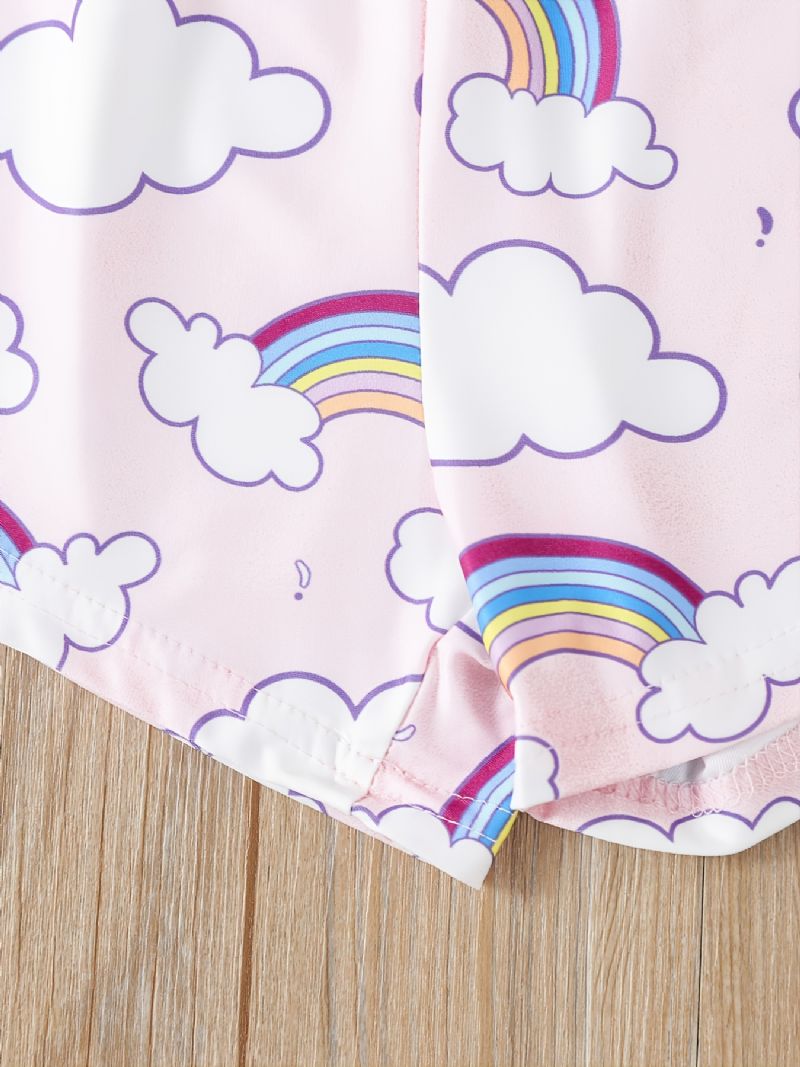 Jenter Rainbow Cloud Printed Vest & Eye Mask & Natttøy Bukser Shorts Pyjamassett