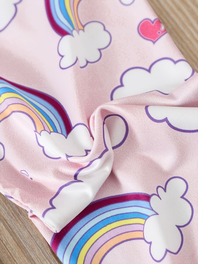 Jenter Rainbow Cloud Printed Vest & Eye Mask & Natttøy Bukser Shorts Pyjamassett