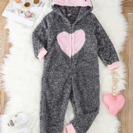 Jenter Snowsuit Jumpsuit Varm Langermet Hjerte Print Hette Romper