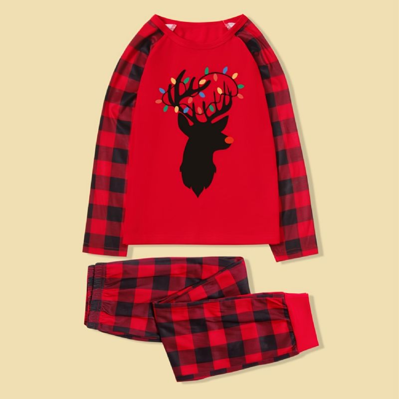 Juleforeldre-barn Casual Santa Elg Print Pyjamas Set