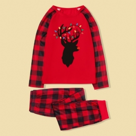 Juleforeldre-barn Casual Santa Elg Print Pyjamas Set