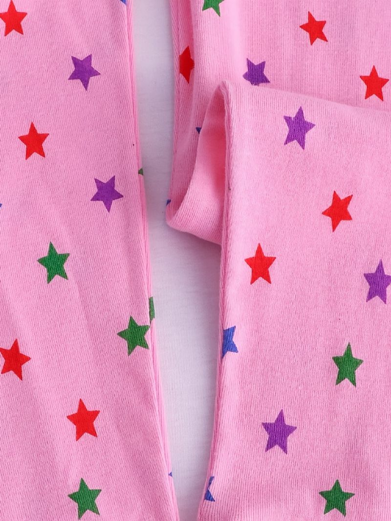 Kids Jenter Pyjamas Pink Unicorn Print Rundhals Langermet Buksesett