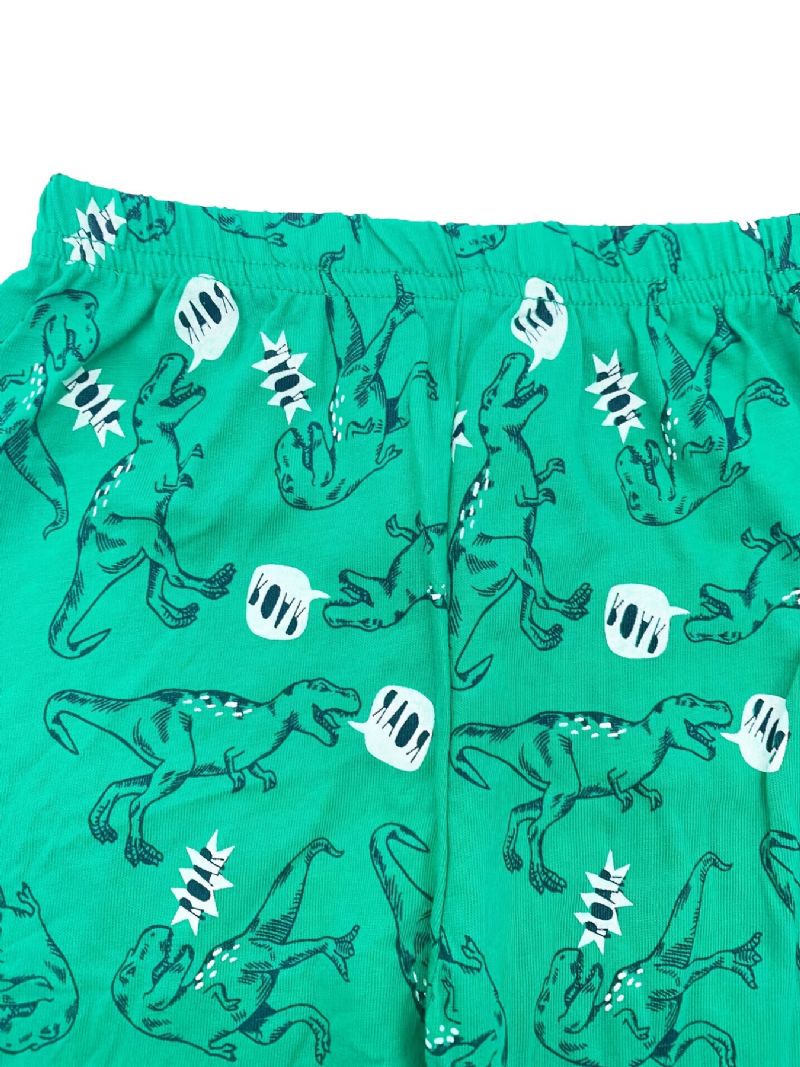 Langermet Pyjamassett For Gutter Med Dinosaurtrykk For Vinteren