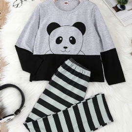 Småbarn Guttens Rundhals Langermet Panda Print Pyjamas Suit