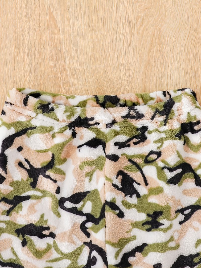 Småbarn Gutter Flanell Camo Print Crew Neck Pullover Sweatshirt Pyjamassett