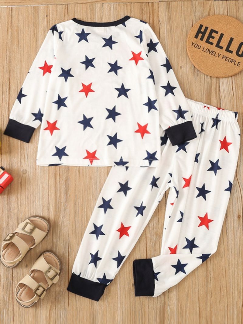 Småbarn Gutter Little Star Mønster Crew Neck Sweatshirt Pyjamassett